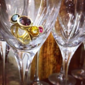 cocktail glass and rings